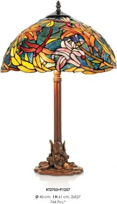 Produktbild von Handgefertigte Tiffany Hockerleuchte Tischleuchte Höhe 61 cm, Durchmesser 40 cm - Leuchte Lampe Leuchten, Lüster & Lampen Hockerleuchten