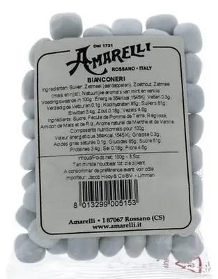 Productafbeelding van Amarelli Laurierdrop pepermunt wit zakje (100 gr)