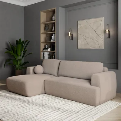 Immagine prodotto di Divano angolare SENTI N L-S di Masseno con funzione letto a L, divano con box letto, divano da soggiorno, divano, divano letto, set di divani - beige, ORA O MAI PIÙ 05