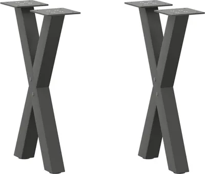 Produktbild von Couchtischbeine X-Form 2 Stk. Anthrazit 38x(42-43) cm Stahl