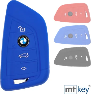 Produktbild von Auto Schlüssel Silikon Schutz Hülle Blau kompatibel mit BMW X5 F15 X6 F16 2er F45 F46 X1 F48 3 Tasten KEYLESS SMARTKEY