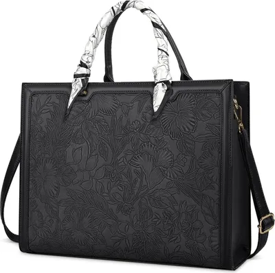 Immagine prodotto di NUBILY Grande borsa da donna in pelle nera 15,6 pollici - Elegante borsa a tracolla Shopper