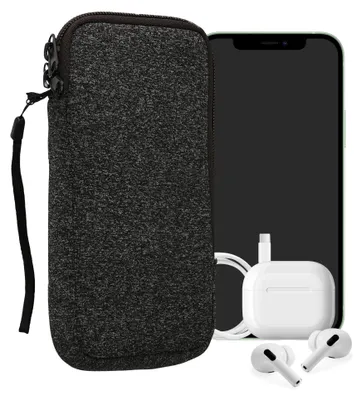 Produktbild von kwmobile Neopren Handytasche für Smartphones XXL - 7" - Handy Tasche mit Reißverschluss - Handyhülle universal Anthrazit Weiß
