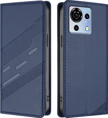 Produktbild von Hülle für ZTE Blade V50 Vita, Kunstleder Brieftaschen Handyhülle mit Kartenfach und Standfunktion Blau