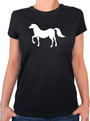 Produktbild von Huuraa Damen T-Shirt Pferd Silhouette XS Black Bio Baumwolle Fairtrade Damenshirt Geschenkidee