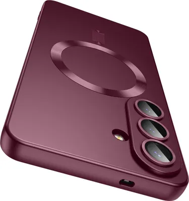 Immagine prodotto di Custodia magnetica per Samsung Galaxy S26+ Custodia in silicone opaco con protezione per l'obiettivo della fotocamera, compatibile con MagSafe Rosso