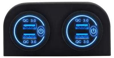 Produktbild von ProRide 12V USB 4-Port mit Schalter QC3.0 PUSB1QC-B Autolader Blau