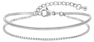 Produktbild von Armband mehrreihig: Armkette aus Edelstahl Silber