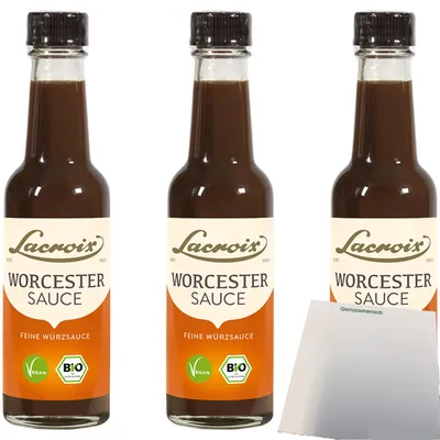 Produktbild von Lacroix Worcestersauce 3er Pack (3x140ml Flasche) + usy Block