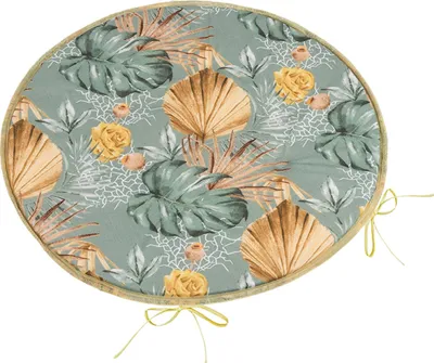 Zdjęcie produktu dla Poduszka Adéla okrągła gładka – średnica 40 cm – szara, żółta, beżowa