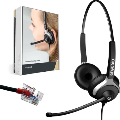 Image de GEQUDIO Headset 2-Ohr für Yealink,Snom,Grandstream mit Kabel