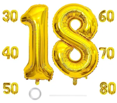 Produktbild von XXL Luftballons 18 Geburtstag Deko 40 Zoll Gold Folienballon Zahl Groß