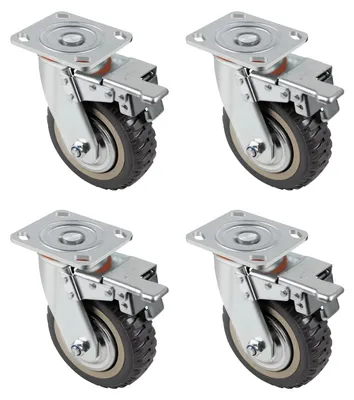 Transportrollen Ø 150 mm, 4 Lenkrollen mit Bremse, 1600 kg