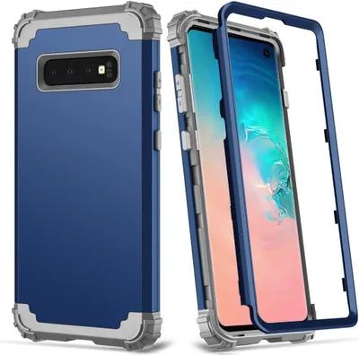 Produktbild von Galaxy S10 Hülle, LaimTop Heavy Duty 3 in 1 Hybrid Hart PC Flexibel TPU Silikon Stossfest Kratzfest Tasche Schutzhülle für Samsung Galaxy S10 Navy blau