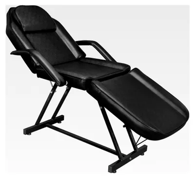 Produktbild von Klappbare Massageliege mit Höhenverstellung und 3 Zonen für Friseur, Spa und Schönheitssalon (Schwarz)
