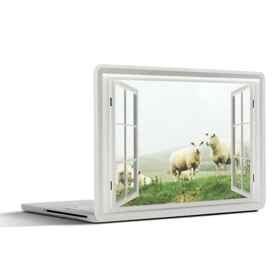 Produktbild von MuchoWow® Laptop Aufkleber Sticker Cover Durchblick - Gras - Schafe 40x30 cm - Laptop Dekoration - Selbstklebend