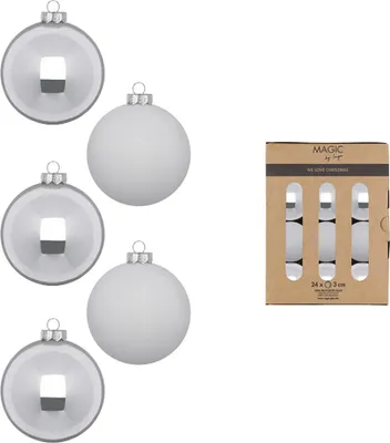 Produktbild von Weihnachtskugeln Glas 3cm 24 Stück - Snowy Clouds
