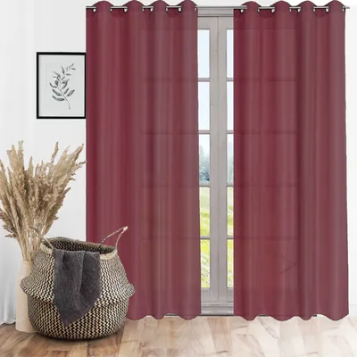 Produktbild von Ösenschal Blickdicht Ösenvorhang Ösengardine Gardine Gardinen Ösen Vorhang Vorhänge Bordeaux 2 Stück 140cm(B) x 245cm(L)