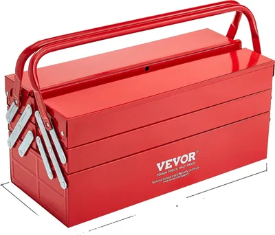 Obrázek produktu pro Přenosný kovový box na nářadí, velkorysý úložný prostor, vylepšené bezpečnostní prvky, červená barva