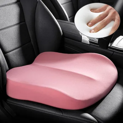 Produktbild von Keilförmiges Autositzkissen - Sitzkissen aus Memory-Schaum - Sitzverbesserung - Höhenverstellbar - Für Büro, Auto und Rollstuhl - Rosa