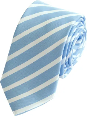 Produktbild von Fabio Farini - 1 Stück Gestreifte Blau Weiße Herren Schlips - Krawatten in 6cm Breite Schmal (6cm), Hellblau/Weiß