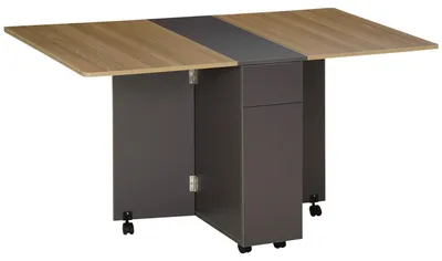 Immagine prodotto di Tavolo Pieghevole Salvaspazio 140x76x76 cm in Legno Truciolato Grigio e Legno Naturale