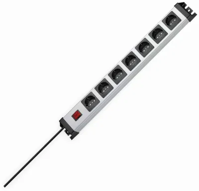 Produktbild von KOPP Steckdosenleiste POWERversal, 7-fach, Schalter, silber/schwarz