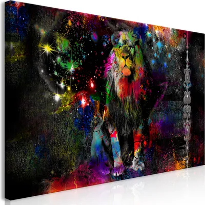 Produktbild von Wandbild Mega XXXL Tiere 250x125 cm Einteiliger XXL-Format Kunstdruck zur Selbstmontage Leinwandbilder moderne Bilder DIY Wanddekoration Wohnung Deko Löwe Abstrakt Betonoptik g-A-0285-ak-e
