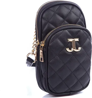 Produktbild von Jennifer Jones Mini Kleine Damen Umhängetasche gesteppt, 2 Fächer Kunstleder, schwarz