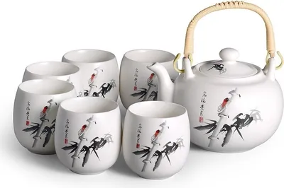 Immagine prodotto di Fine Asianliving Set da tè orientale cinese giapponese fatto a mano porcellana Teiera tazze da tè decorativo Camera 246-500