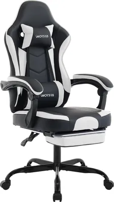 Obrázek produktu pro Herní židle, ergonomický design, výškově nastavitelná, černá a bílá