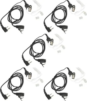 Produktbild von vhbw 5x Headset kompatibel mit Intek H-520, MT-5050 Funkgerät - schwarz, Akustikschlauch