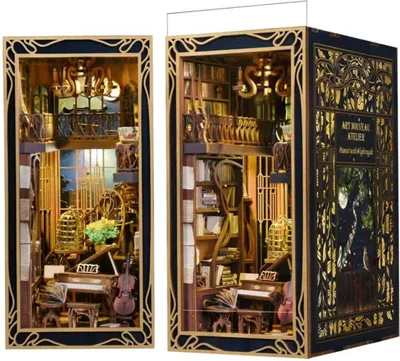 Produktbild von Habarri | DIY Book Nook - Chopins Klavier - Puzzle 3D - Miniatur Haus Kit mit Möbeln und LED-Licht - Buch Ecke Kit