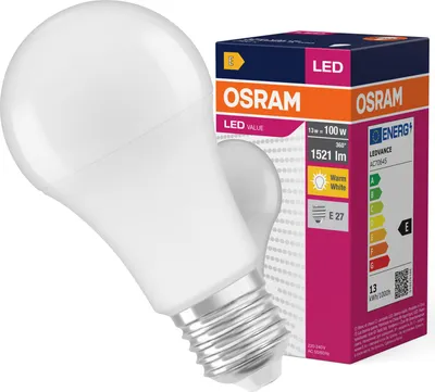 Zdjęcie produktu dla Żarówka LED A60 E27 13W = 100W 1521lm 2700K Ciepła 180° VALUE CLASSIC Osram