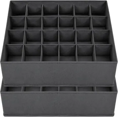 Produktbild von PolkaHome® 2er Set Schubladen-Organizer 24 Fächer Aufbewahrungsbox für Socken und Unterwäsche, faltbare Stoffbox für Schublade und