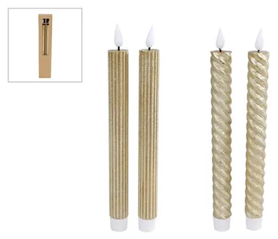 Produktbild von Cozydecor Kerze LED Gold 2,4x25cm Set mit 2 Stück