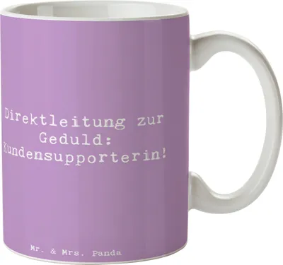 Produktbild von Mr. & Mrs. Panda Teetasse Spruch Kundensupporterin Geduld - Lavendeltraum - Geschenk, Beruf, haferl, handgefertigte Geschenke, Herausforderung, kreative, Direktleitung