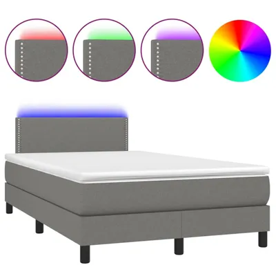 Produktbild von vidaXL Boxspringbett mit Matratze & LED Dunkelgrau 120x200 cm Stoff
