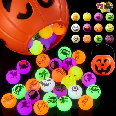 Produktbild von Halloween-Hüpfbälle 72 Stück im Dunkeln leuchtend, 12 Designs, JOYIN