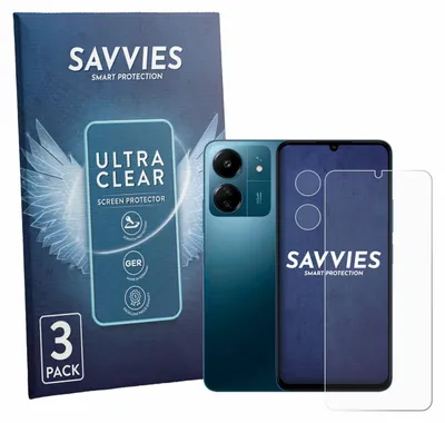 Produktbild von 6x Für Xiaomi Redmi 13C (Display+Kamera) Schutzfolie Savvies Displayschutz Display Schutz Folie Klar Transparent