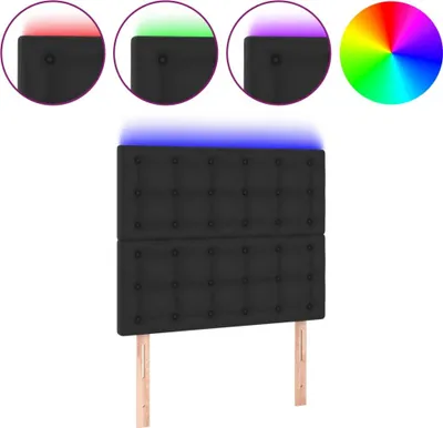 Produktbild von vidaXL LED Kopfteil Schwarz 90x5x118/128 cm Kunstleder