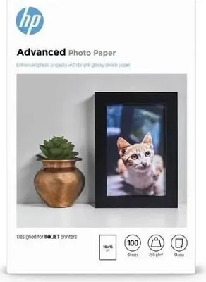 Zdjęcie produktu dla Papier fotograficzny błyszczący HP Advanced, 10x15 cm, 100 arkuszy, do drukarek atramentowych, Q8692A