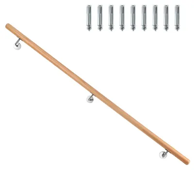Obrázok produktu pre Madlá a zábradlia z brúsenej bukového dreva so skrytými nosníkmi, určené pre vnútorné schody, dĺžka 120 cm