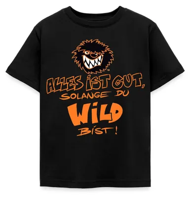 Produktbild von Spreadshirt Die Wilden Kerle Spruch Motto mit Logo Kinder T-Shirt, 122/128 (7-8 Jahre), Schwarz