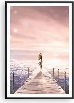 Produktbild von Gerahmtes Poster - Schwarzer Rahmen - Brücke Frau die Sterne - 70x100 cm - Wand Bild - Wanddeko - Wandbilder - Wandposter - Bilderrahmen - Bilder - Kunstdruck - Wandbild - P2BPA70x100-4350