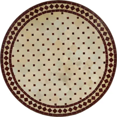 Produktbild von Runder Zellige Mosaik Terrassentisch Schmiedeeisen Ø 100 cm H 75 cm