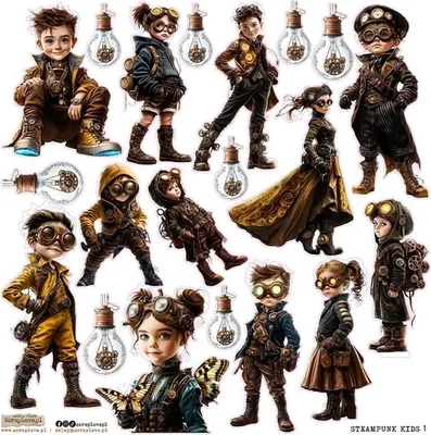 Produktbild von AUFKLEBER ScrapLove Dekor Stickers - Steampunk Kids 1 - Kinder