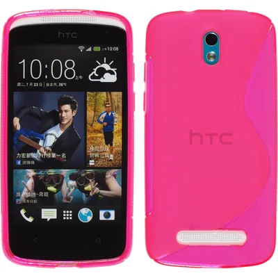 Produktbild von PhoneNatic Case kompatibel mit HTC Desire 500 - pink Silikon Hülle S-Style + 2 Schutzfolien