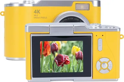 Obrázok produktu pre Digitálny fotoaparát s rozlíšením 1080p, 48 MP, 2,4-palcovým HD displejom a 8-násobným elektronickým zoomom – videokamera, žltá