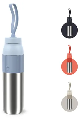 Produktbild von EMSA beYou Twist Bottle, Trinkflasche, 0,7 L, N21934, Edelstahl, Blau, Silikon, Edelstahl, Polypropylen (PP), 8 h, 12 h